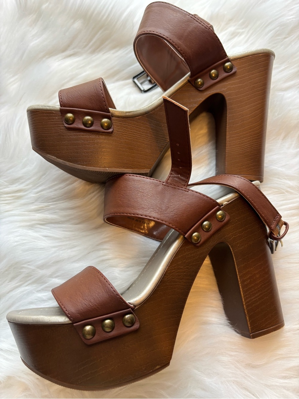 Chunky brown heels
